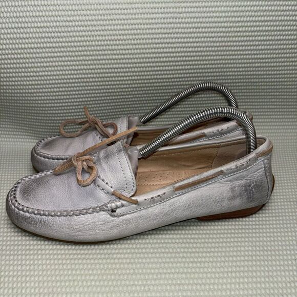 FRYE Boat Shoes Leather Slip On Flats Women’s Size 8.5M 3471295-ICE - Picture 3 of 9